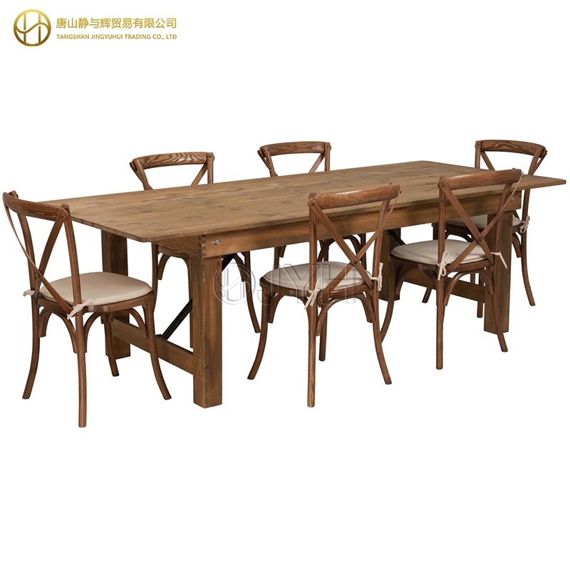 Antique Rustic Rectangle Straight Leg Solid Pine Folding Farm Table