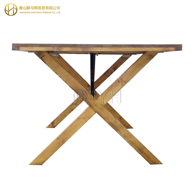 Rectangle X Cross Leg Solid Pine Folding Farm Table - Image 3