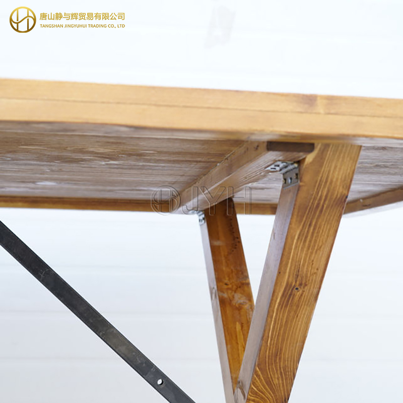 Rectangle X Cross Leg Solid Pine Folding Farm Table - Image 4