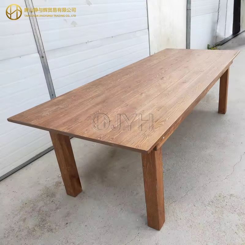 Antique Rustic Rectangle Straight Leg Solid Pine Folding Farm Table - Image 5