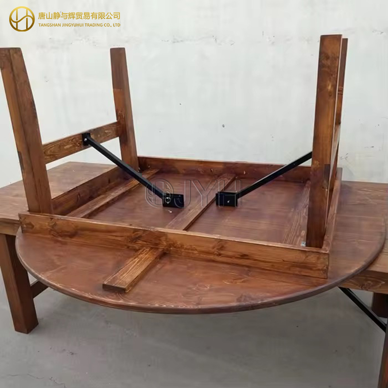 Round Wooden Farmhouse Table - Image 6