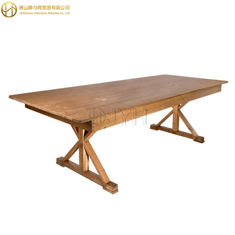 Antique Rustic Rectangle X Cross Leg Solid Pine Folding Farm Table