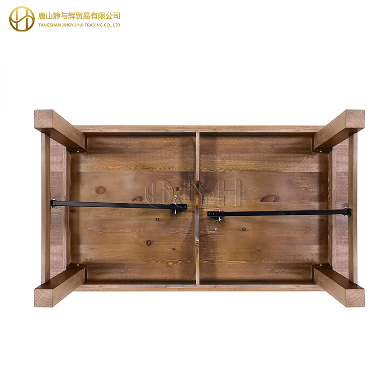 Antique Rustic Rectangle Straight Leg Solid Pine Folding Farm Table - Image 12
