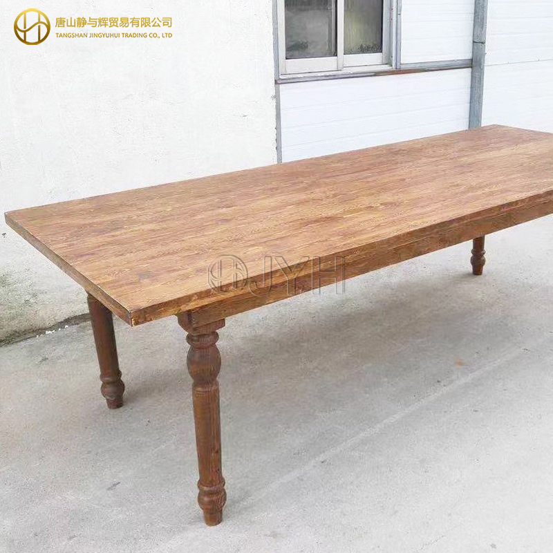 Antique Rustic Rectangle Straight Leg Solid Pine Folding Farm Table - Image 4