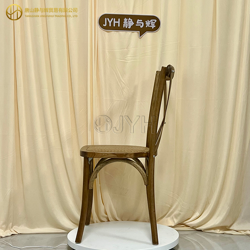 Stackable Wood Cross Back Chair/X Back Chair with Rattan Seat - Image 5