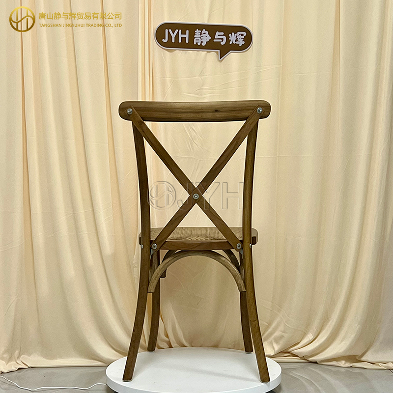 Stackable Wood Cross Back Chair/X Back Chair with Rattan Seat - Image 7