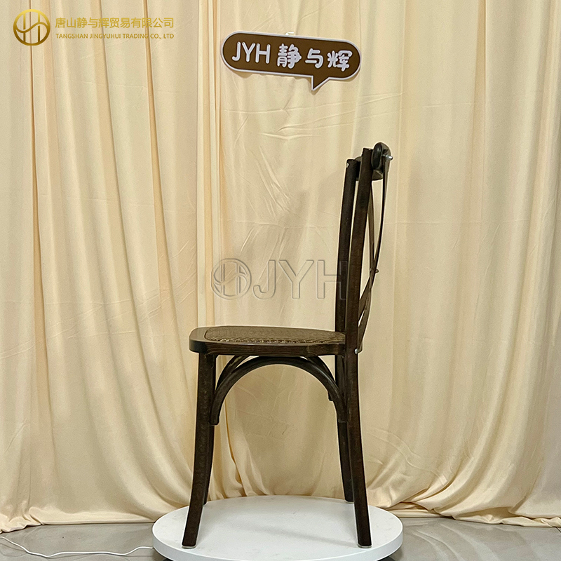 Stackable Wood Cross Back Chair/X Back Chair with Rattan Seat - Image 4