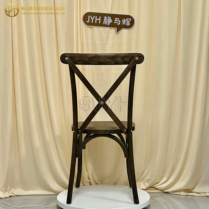 Stackable Wood Cross Back Chair/X Back Chair with Rattan Seat - Image 3