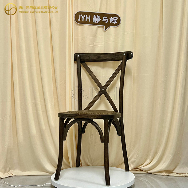 Stackable Wood Cross Back Chair/X Back Chair with Rattan Seat