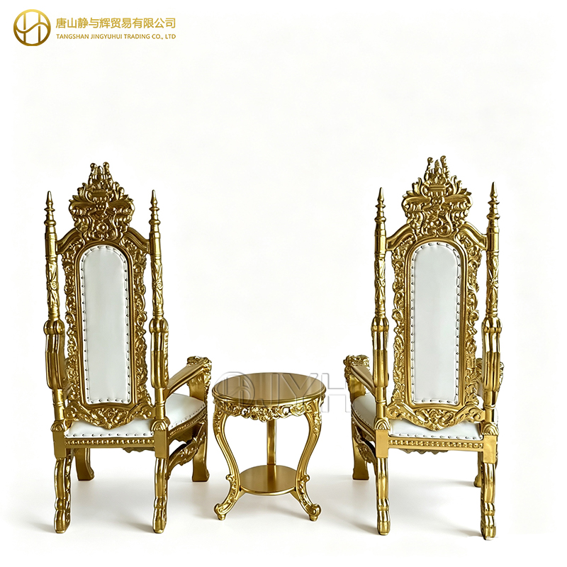 Luxury Gold White Wedding Throne Chair High Back King Queen Chair - Image 8