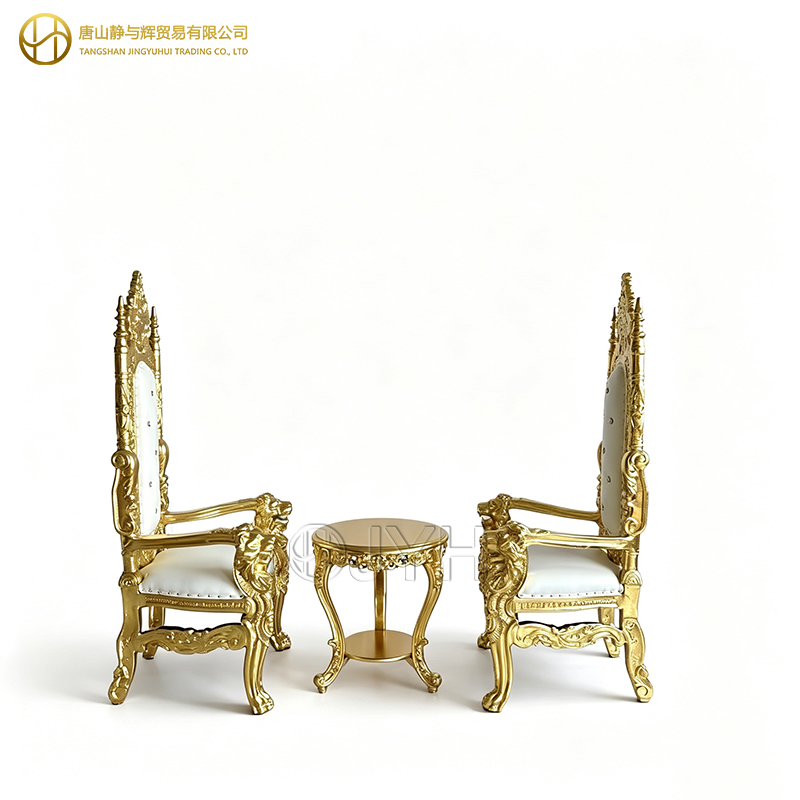 Luxury Gold White Wedding Throne Chair High Back King Queen Chair - Image 9