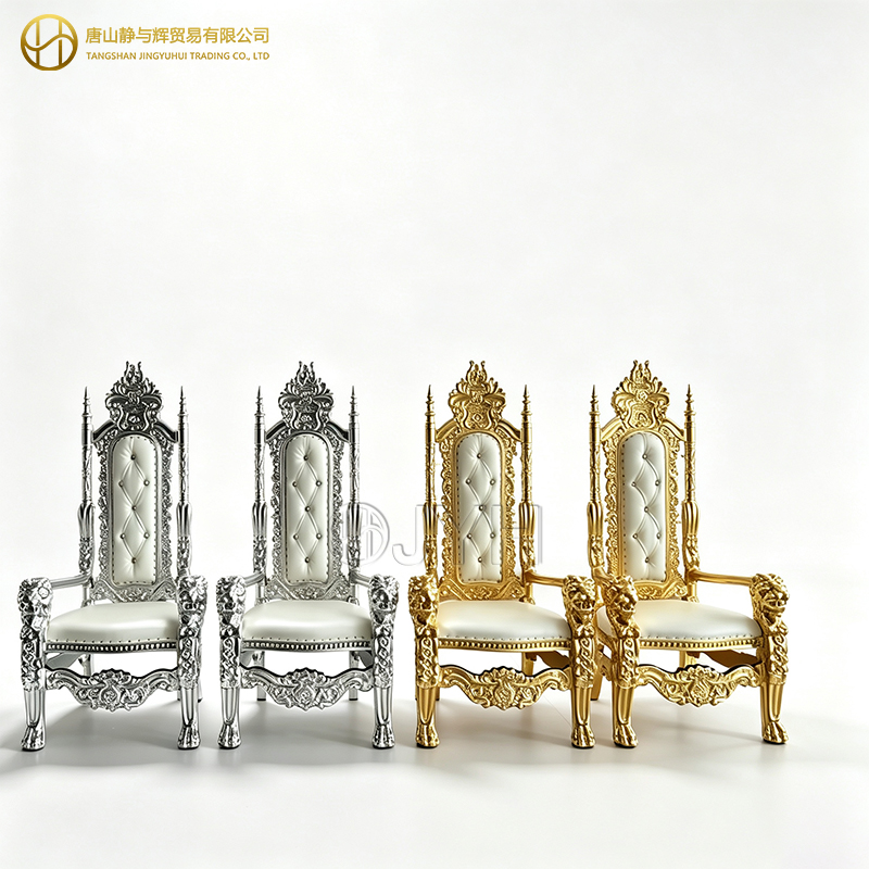 Luxury Gold White Wedding Throne Chair High Back King Queen Chair - Image 4