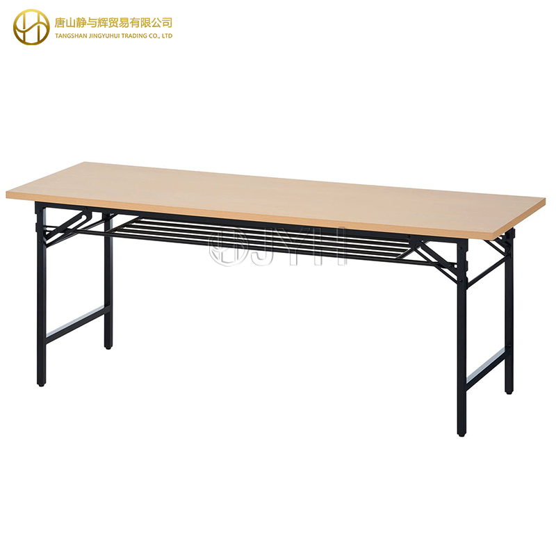 Folding Long Training Table with Storage Rack