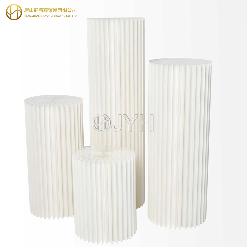 Foldable Paper Flower Stand Cylinder Display Plinth with Acrylic Top Plates