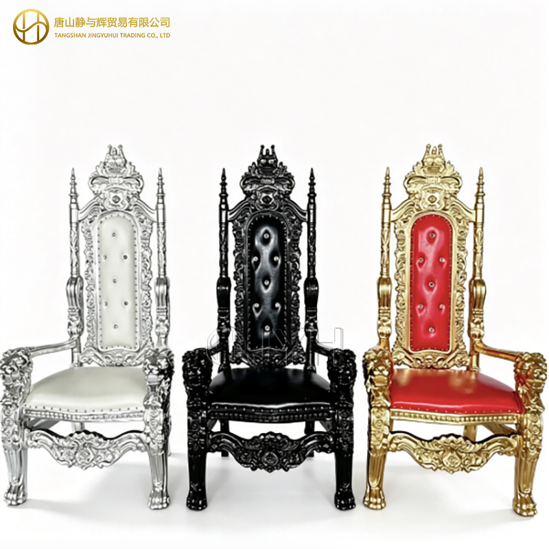 Luxury Gold White Wedding Throne Chair High Back King Queen Chair - Image 5