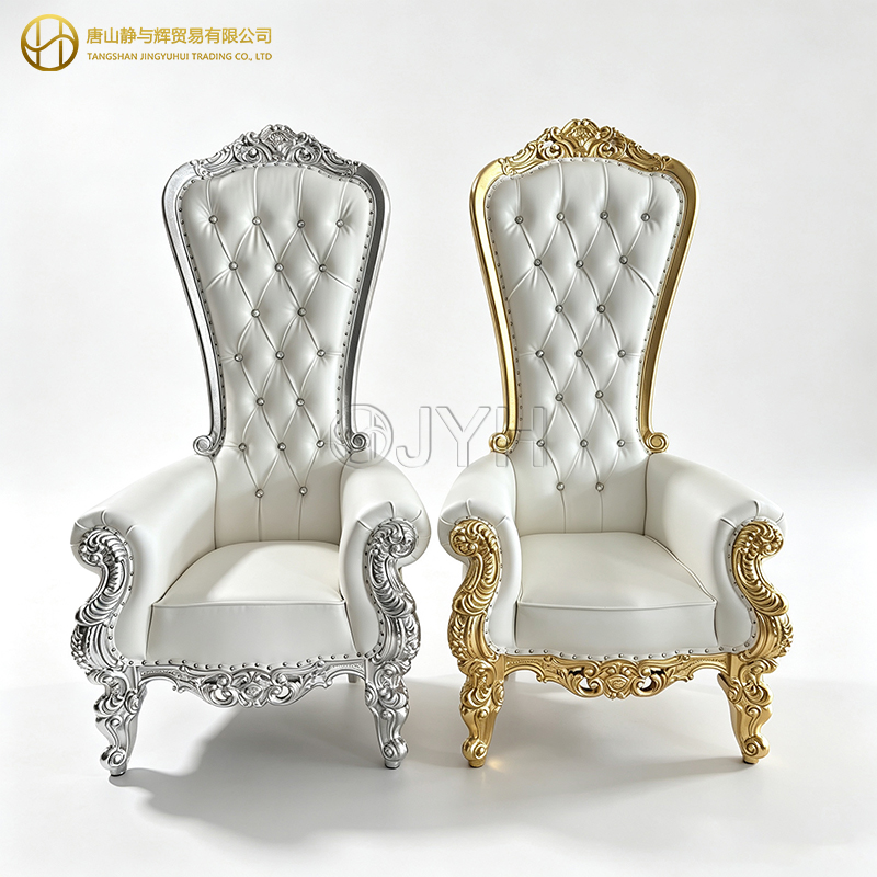 Royal Luxury High Back Curved Wedding King Throne Chair - Image 5
