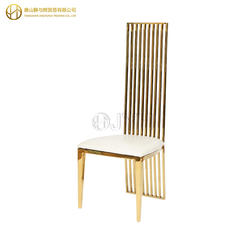 Luxury Vertical Slat Tall High Back Gold Stainless Steel Wedding Banquet Chair